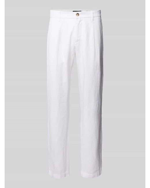 Marc O' Polo Tapered Fit Leinenhose mit Bundfalten Modell 'Osby' in White für Herren
