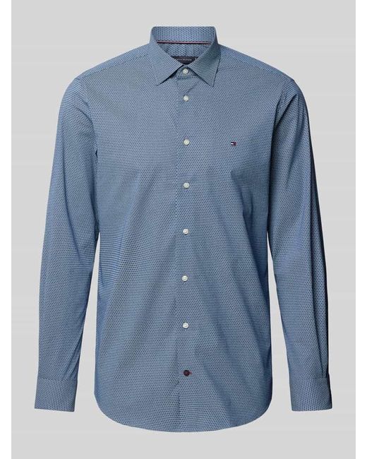 Tommy Hilfiger Regular Fit Business-Hemd Mit Logo-Stitching in Blue für Herren