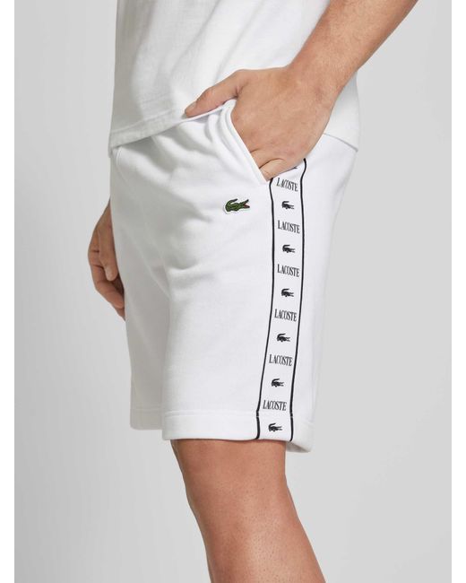 Lacoste Regular Fit Sweatshorts mit Label-Patch in White für Herren
