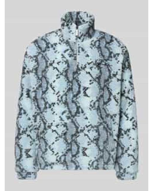 Karlkani Fleecepullover Met Opstaande Kraag En Ritssluiting in het Blue voor heren