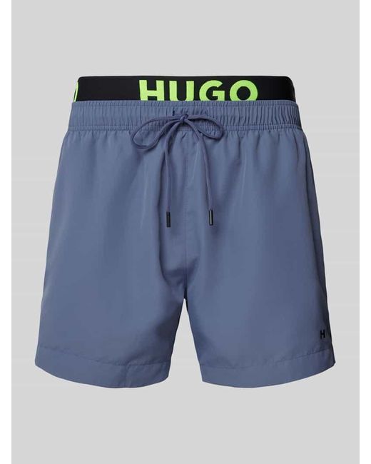 HUGO Badeshorts im Double-Layer-Look Modell 'FLEX' in Blue für Herren