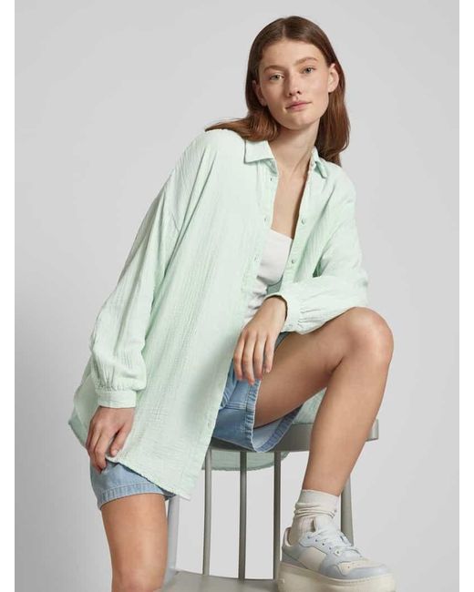 ONLY Green Oversized Bluse mit Umlegekragen Modell 'THYRA'