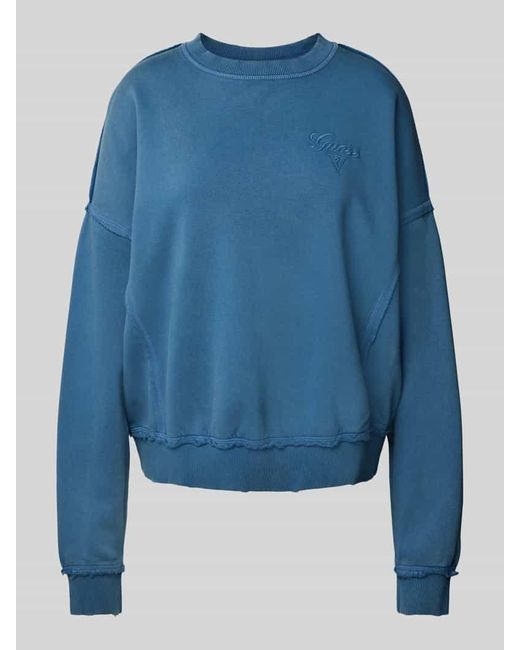 Guess Blue Oversized Sweatshirt Mit Label-Stitching Modell 'Go'