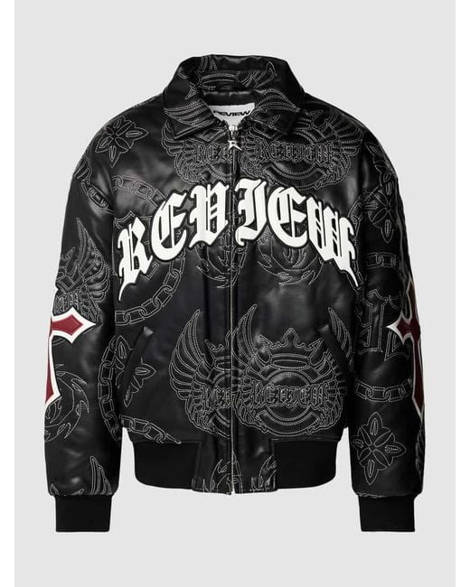 Review Bomberjacke in Leder-Optik in Black für Herren