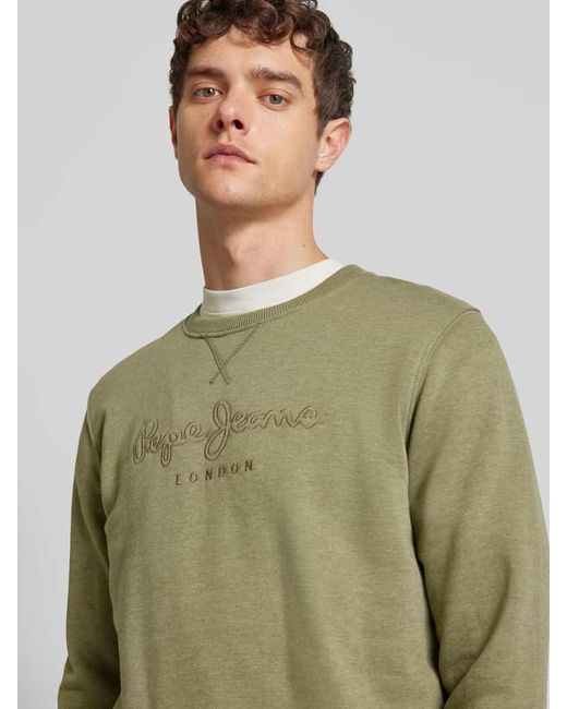 Pepe Jeans Sweatshirt Mit Label-Stitching Modell 'Nouvel' in Green für Herren