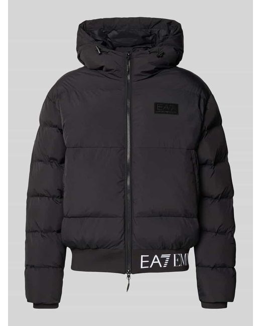 EA7 Steppjacke mit elastischem Logo-Bund in Black für Herren