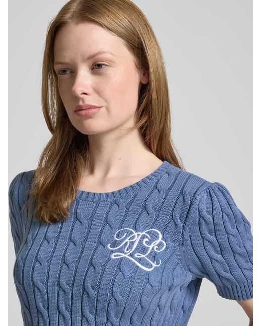 Ralph Lauren Blue Strickpullover mit Label-Stitching Modell 'TARJYLL'