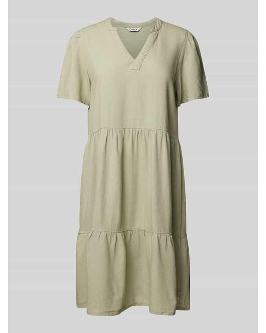ONLY Natural Comfort Fit Freizeitkleid aus Viskose-Leinen-Mix Modell 'TIRI-CARO'