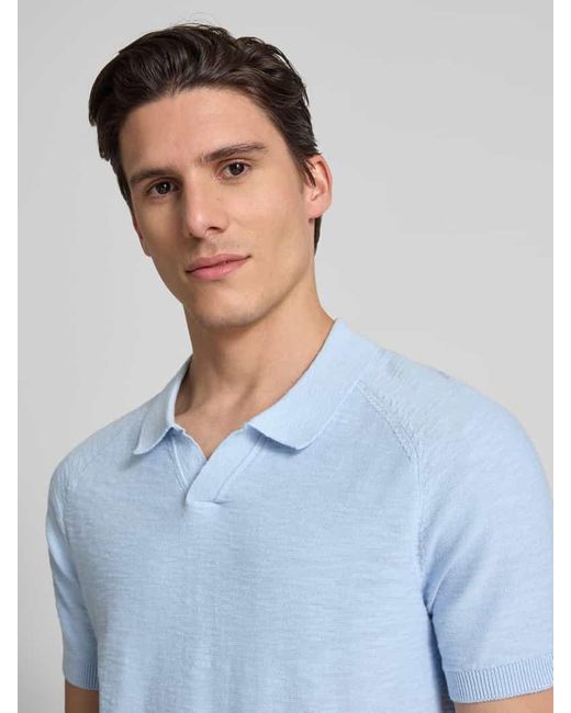 S.oliver Regular Fit Poloshirt mit Flammgarnstruktur in Blue für Herren