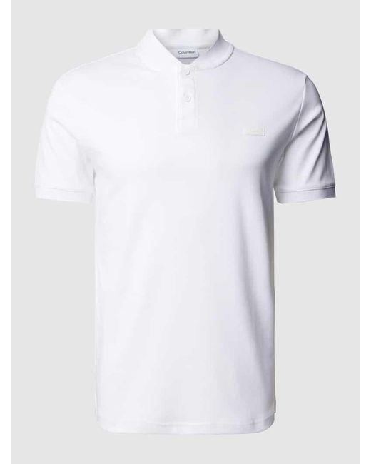 Calvin Klein Slim Fit Poloshirt mit Stehkragen in White für Herren
