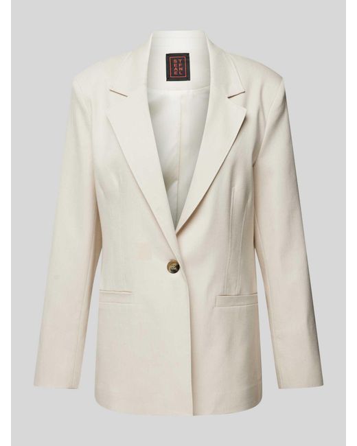 Stefanel Blazer Met Paspelzakken, Model 'Monopetto' in het Natural