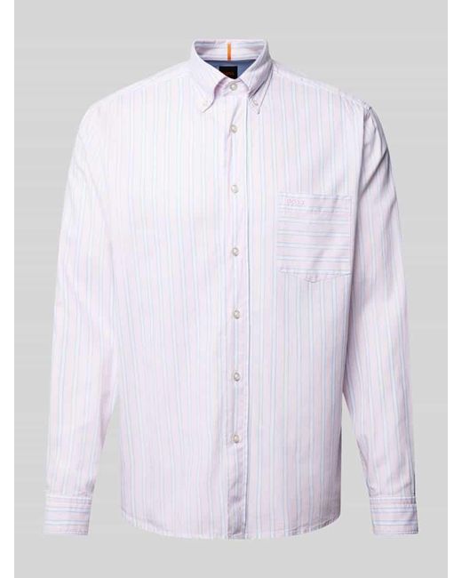 Boss Regular Fit Freizeithemd mit Streifenmuster Modell 'Lambey' in White für Herren