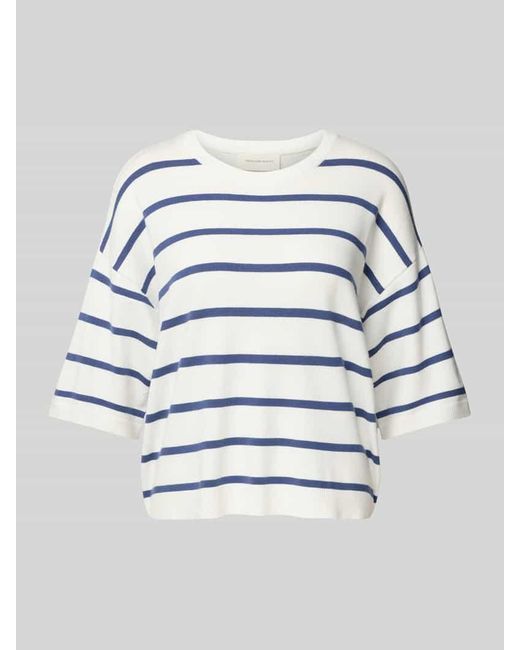 MSCH Copenhagen Gray Strickshirt mit überschnittenen Schultern und Rundhalsausschnitt