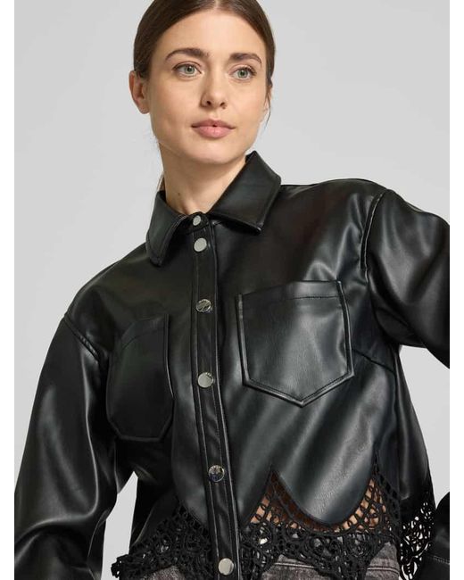Guess Black Relaxed Fit Bluse in Leder-Optik Modell 'CLOTHILDE'