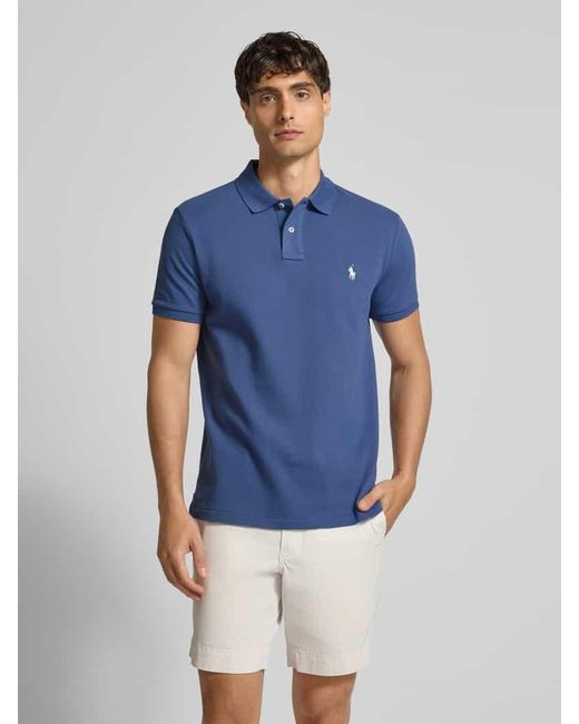 Polo Ralph Lauren Custom Slim Fit Poloshirt mit Label-Stitching in Blue für Herren