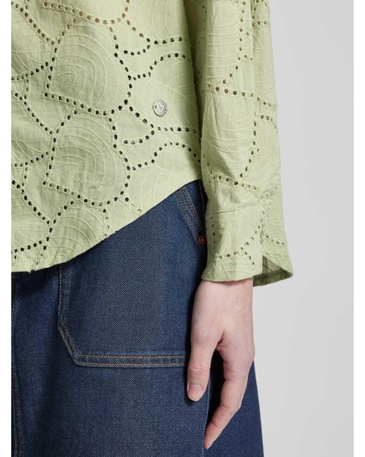 ZABAIONE Regular Fit Blouse Met Broderie Anglaise in het Green