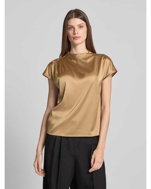 Zero Natural Regular Fit Bluse mit Raffungen und Stehkragen