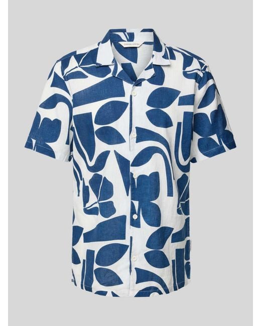 Casual Friday Regular Fit Linnen Overhemd Met 1/2-mouwen in het Blue voor heren