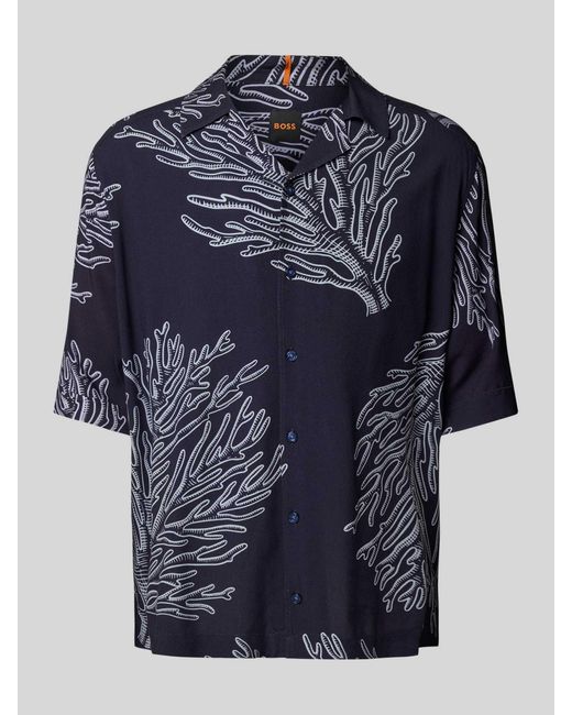 Boss Relaxed Fit Vrijetijdsoverhemd Met Reverskraag in het Blue voor heren