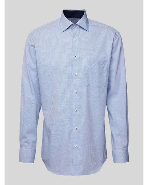 Eterna Modern Fit Zakelijk Overhemd Met Ruitjes in het Blue voor heren