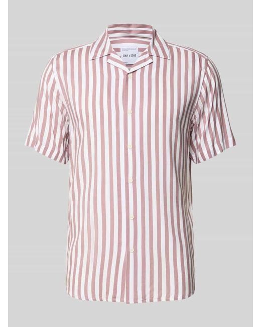 Only & Sons Regular Fit Freizeithemd mit 1/2-Arm Modell 'WAYNE' in Pink für Herren