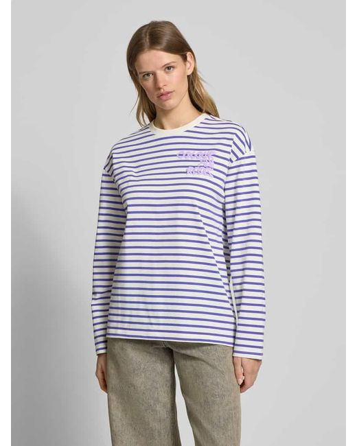 Colourful Rebel Blue Longsleeve Mit Label-Print