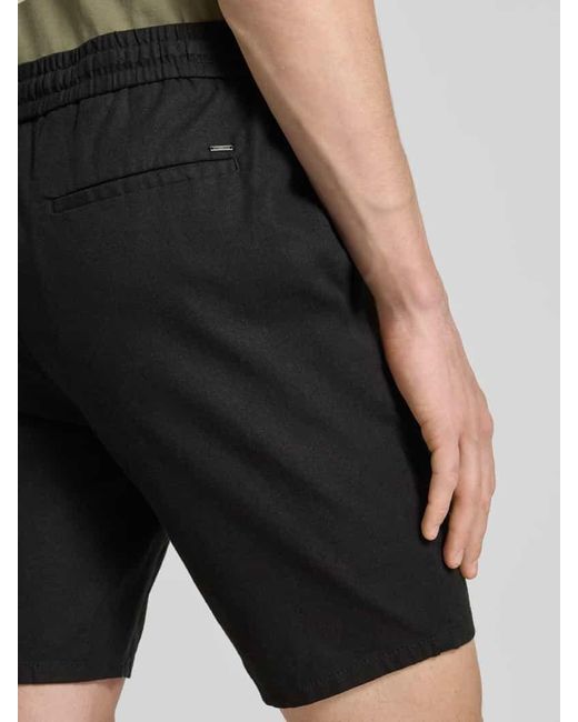 Only & Sons Shorts aus Baumwoll-Leinen-Mix Modell 'LINUS' in Black für Herren