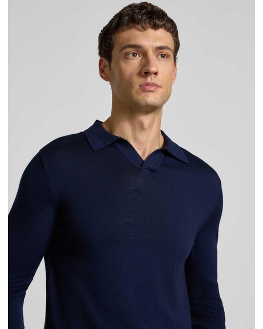 SELECTED Regular Fit Poloshirt Van Zuivere Wol, Model 'Tray' in het Blue voor heren
