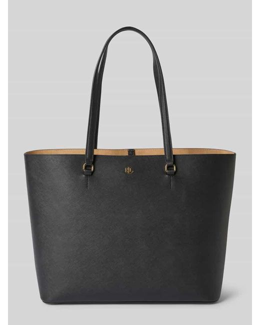 Ralph Lauren Black Tote Bag aus Leder mit Label-Applikation Modell 'KARLY'
