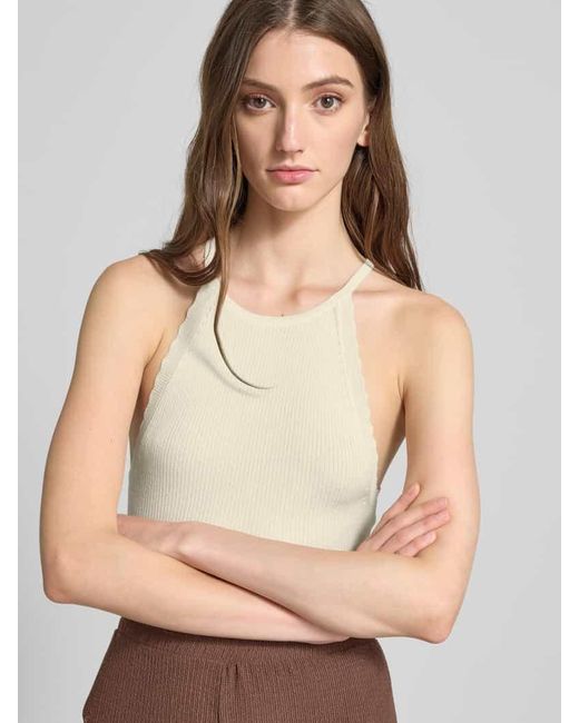 ONLY Natural Slim Fit Top aus Feinstrick-Viskose-Mix Modell 'GEMMA'