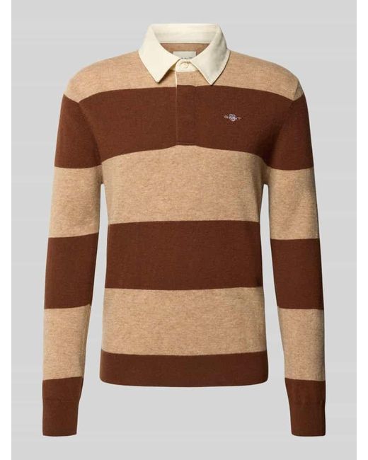 Gant Strickpullover mit Label-Stitching in Brown für Herren