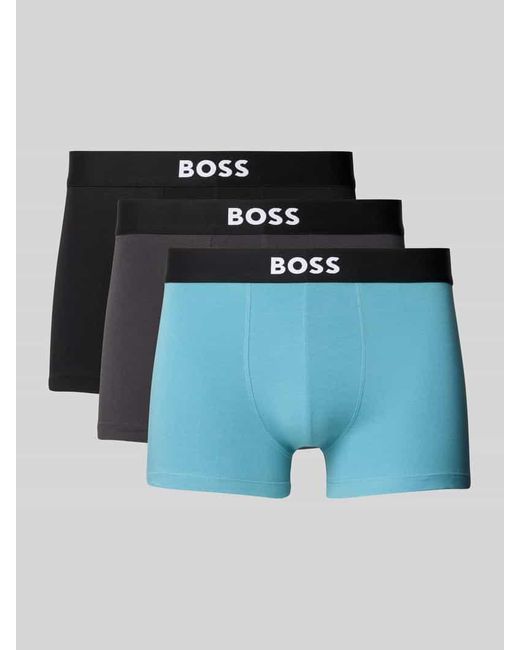 Boss Regular Fit Trunks aus Baumwoll-Elasthan-Mix im 3er-Pack in Blue für Herren