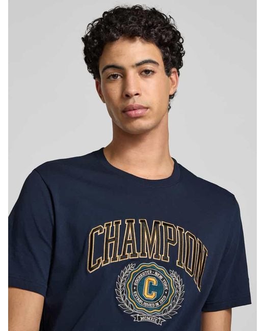 Champion T-Shirt mit Label-Print in Blue für Herren