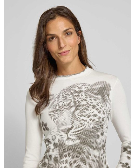 Marc Cain Lang Shirt Met Opstaande Kraag in het White