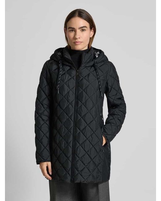 Fuchs & Schmitt Black Regular Fit Steppjacke mit gefüttertem Stehkragen