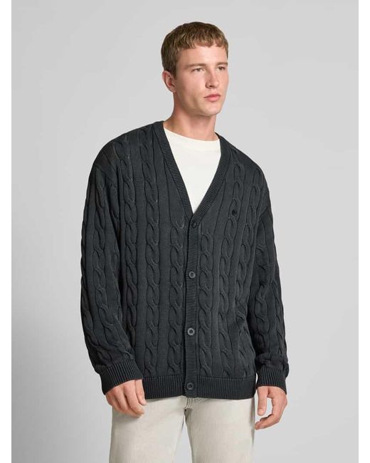 Carhartt Strickjacke mit Zopfmuster und V-Ausschnitt in Black für Herren