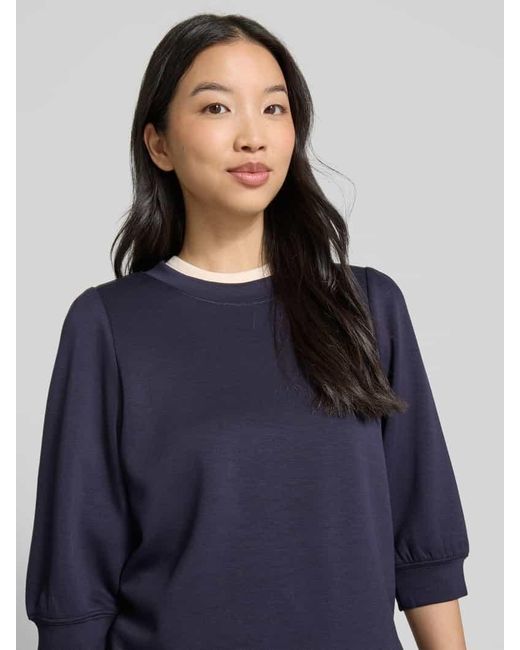 Mbym Blue Sweatshirt aus Viskose-Mix mit 3/4-Arm Modell 'Kadi'