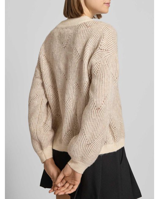 Pieces Comfort Fit Gebreide Pullover Met Wol, Model 'Jenna' in het Natural