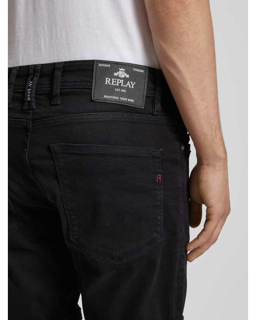 Replay Tapered Fit Jeansshorts mit Eingrifftaschen Modell 'RBJ.901' in Black für Herren