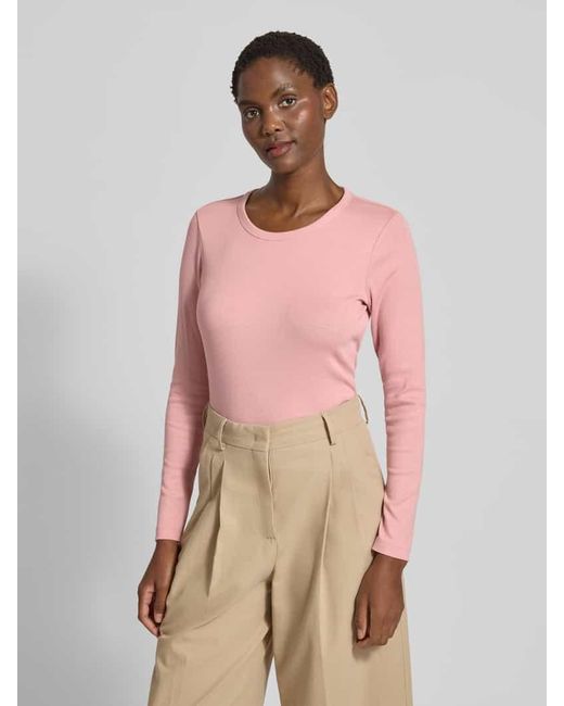 Tom Tailor Pink Regular Fit Langarmshirt aus Baumwoll-Mix