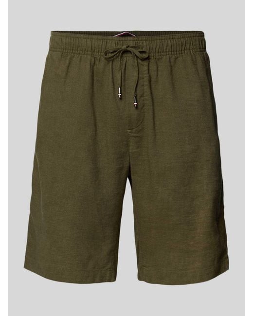 Tommy Hilfiger Korte Relaxed Fit Broek Van Linnenmix in het Green voor heren