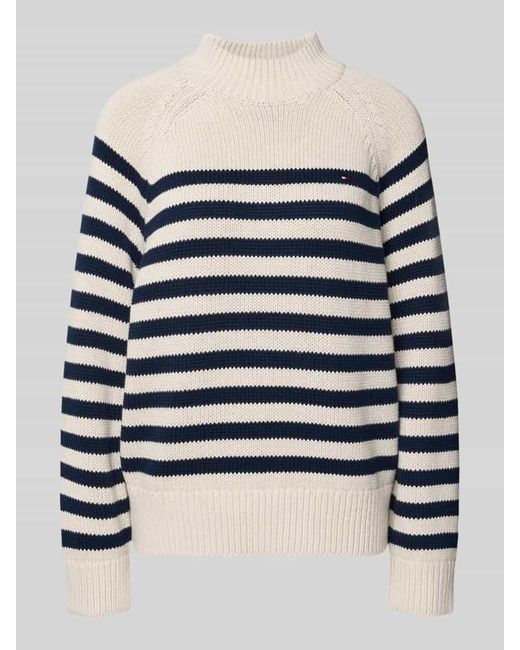 Tommy Hilfiger Blue Loose Fit Strickpullover aus reiner Baumwolle