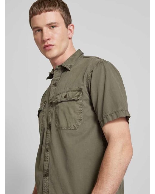 Superdry Regular Fit Freizeithemd Mit 1/2-Arm Modell 'Military' in Green für Herren