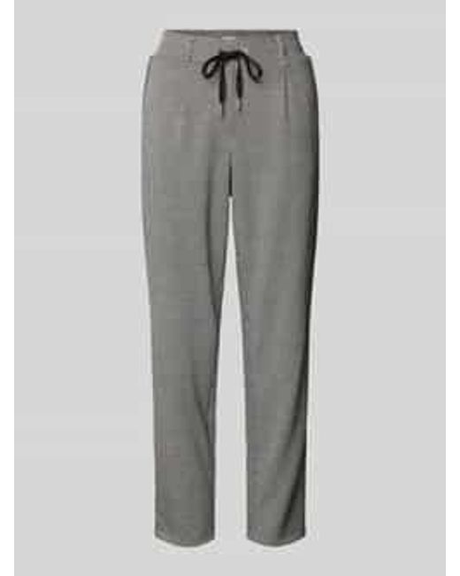 Tom Tailor Regular Fit Stoffen Broek Met Pied-de-poule-motief En Tunnelkoord in het Gray