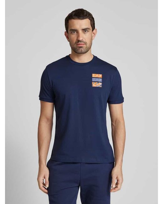 EA7 T-Shirt mit Label-Print in Blue für Herren