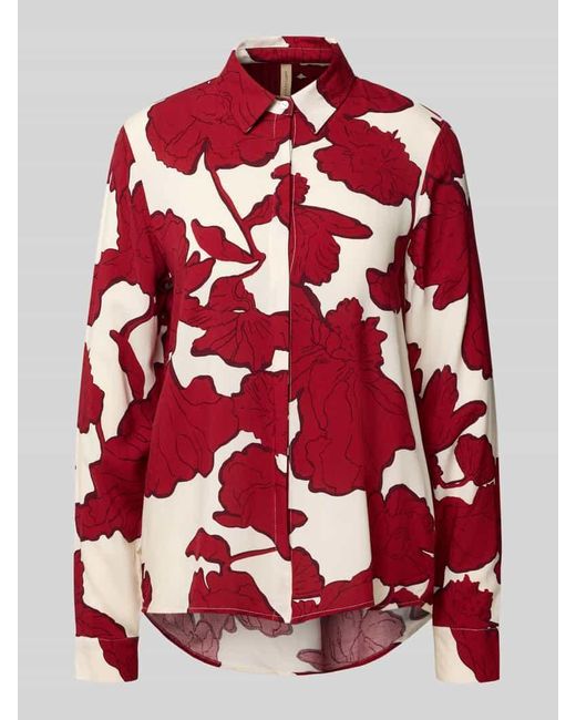 Soya Concept Red Regular Fit Bluse aus Viskose mit verdeckter Knopfleiste