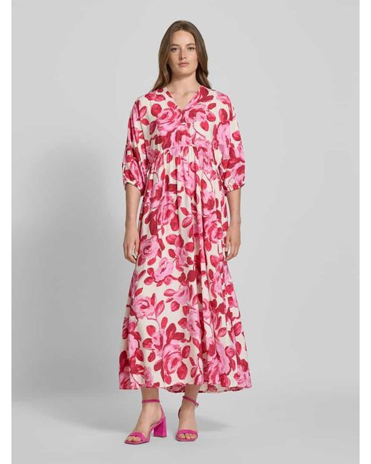 MSCH Copenhagen Red Maxikleid mit V-Ausschnitt Modell 'Edrina'