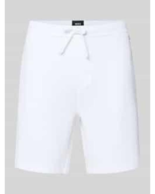 Boss Regular Fit Sweatshort Van Katoenmix Model 'Waffle Shorts' in het White voor heren
