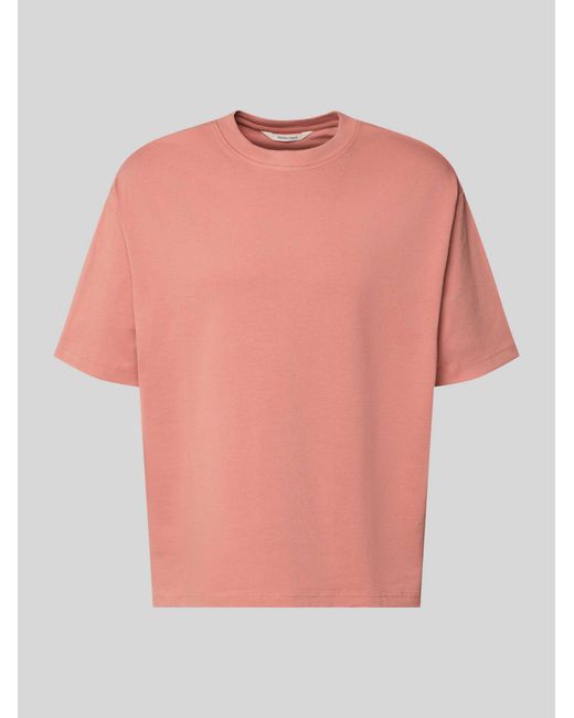 SELECTED Relaxed Fit T-Shirt Van Puur Katoen Model 'Relexaspen' in het Pink voor heren