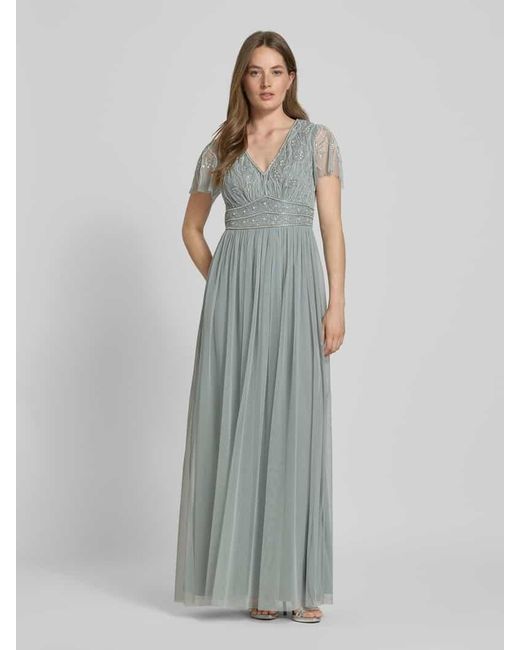 Christian Berg Cocktail Gray Abendkleid mit V-Ausschnitt